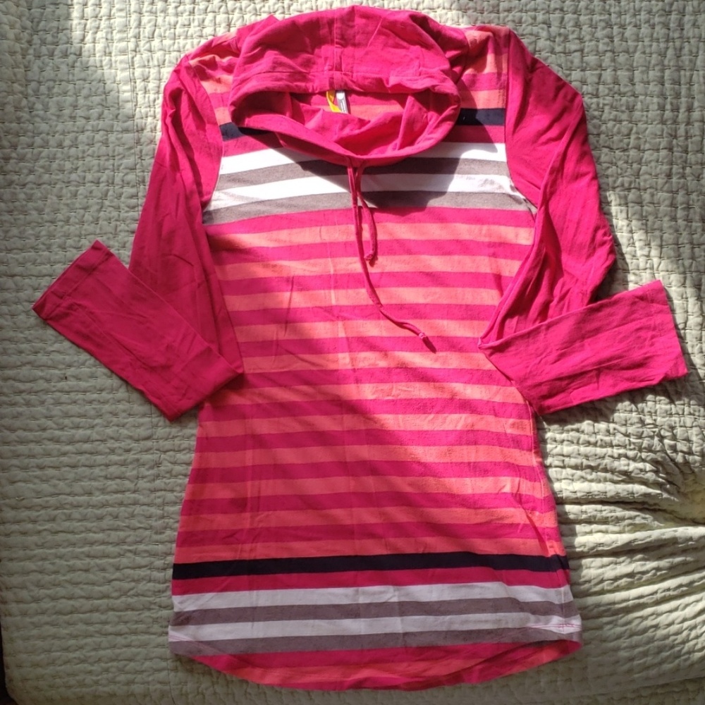 Pink and orange striped Lole top